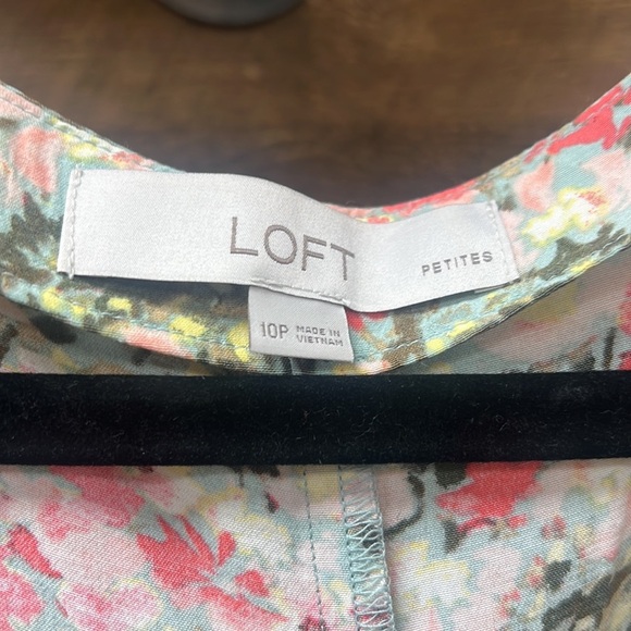 Loft Multicolor Floral Short Sleeve Summer Sundress Midi Dress size 10 - Picture 8 of 14